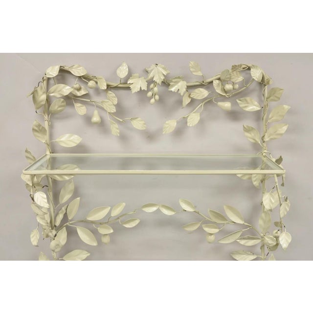Mid 20th Century Mid 20th Century Vintage Italian Hollywood Regency Iron Tole Metal Fruit Vine Wall Hanging Shelf For Sale - Image 5 of 12