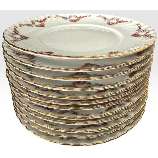 Vintage Royal Tettau Germany Pink Floral Fine Porcelain Dinnerware Set Service for 12 - 95 Pieces For Sale - Image 13 of 18