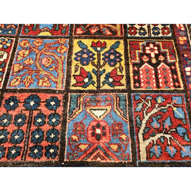 Vintage Persian Bakhtiari Rug, Hand-Knotted Wool, Allover Garden Panel Pattern, Pale Yellow & Red,5x7 For Sale - Image 16 of 16