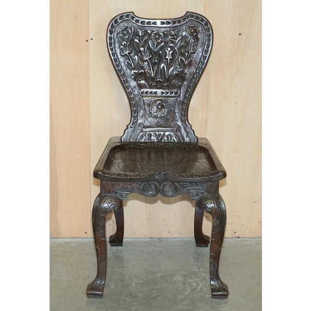 Hand Carved Colonial Hall Side Chairs, 1860s, Set of 2 For Sale - Image 4 of 18