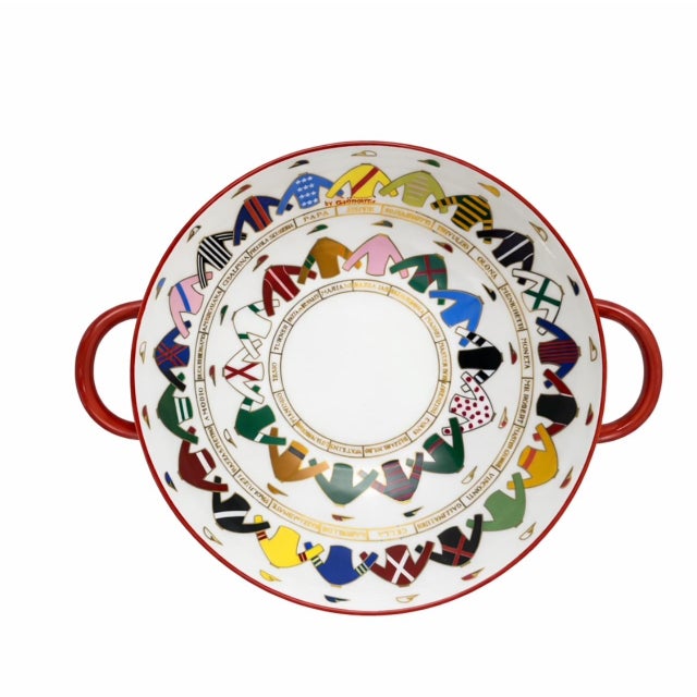 Vintage Richard Ginori for Gio Ponti Equestrian Jockey Silks Bowl W/Handles For Sale - Image 9 of 9