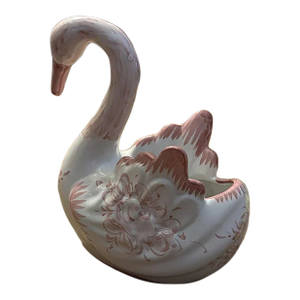 Vintage MCM Portuguese Vestal Pottery Swan Planter