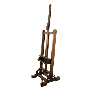 Early 1950 Adjustable Artist Easel and Table Made in Tropical Wood For Sale