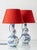 1970s Vintage Royal Delft Blue & White Ceramic Table Lamps with New Vermilion Silk Shades, Set of 2 For Sale - Image 5 of 18