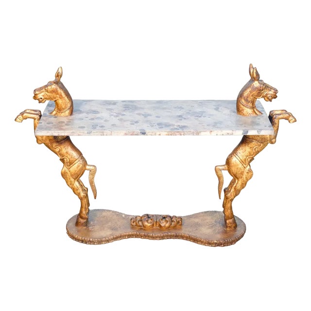 Console Table with Base with Horse Sculptures, 1890s For Sale