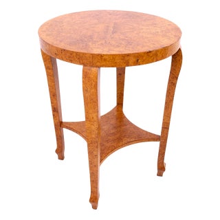 Art Deco Side Table with Round Top, Poland, 1940s For Sale