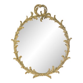 1900's Hollywood Regency Style Wood With Plaster Wall Mirror With Curved Foliate Design For Sale