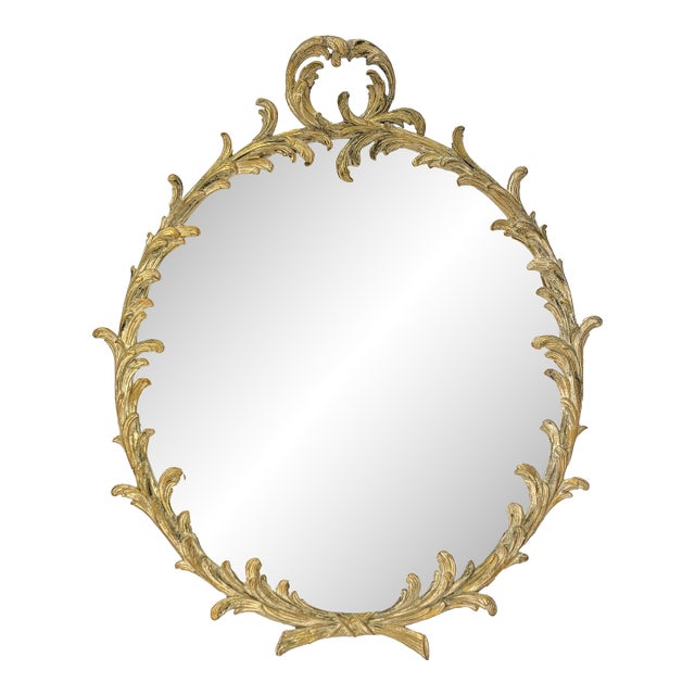 1900's Hollywood Regency Style Wood With Plaster Wall Mirror With Curved Foliate Design For Sale