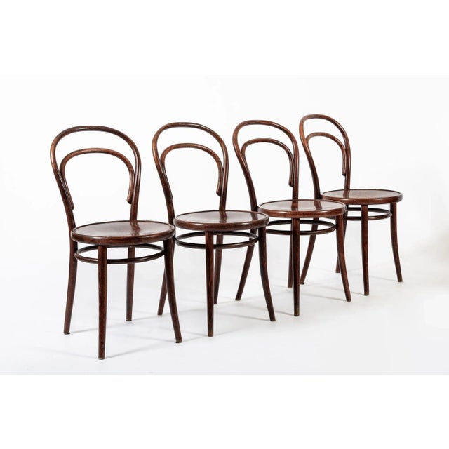 Thonet Vintage Bent Wood Cafe Bistro Chairs by Drevounia, Set of 8 For Sale - Image 4 of 12
