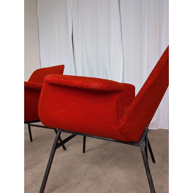 Mid-Century Red Fabric Armchairs in style of Alvin Lustig, 1970s, Set of 2 For Sale - Image 11 of 18