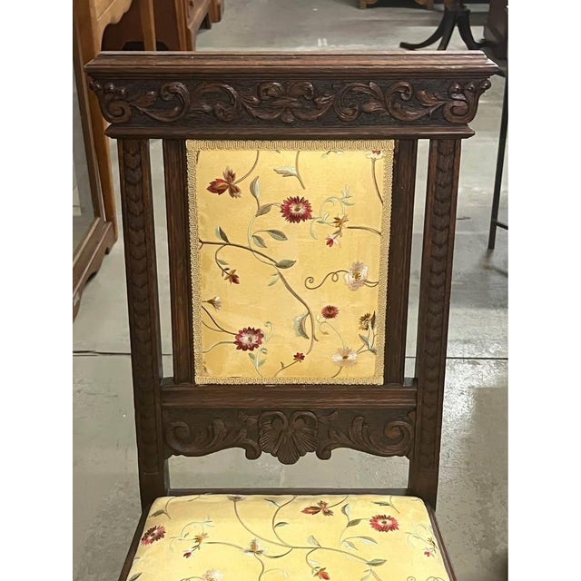 Wood Late 19th Century Antique Jacobean Carved Oak 8 Piece Dining Chair Set For Sale - Image 7 of 10