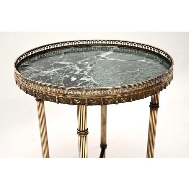 Vintage French Brass and Marble Occasional Side Table, 1950 For Sale - Image 6 of 9