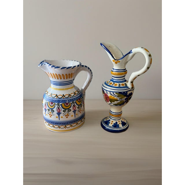 Late 20th Century Spanish Ceramic Ewers Hand-Painted Signed De La Cal Puente - a Pair For Sale - Image 10 of 11