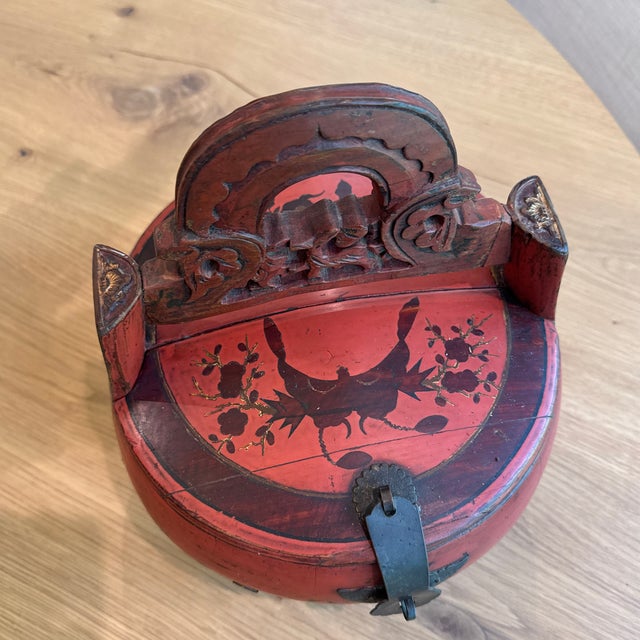 Antique Chinese Red Wedding Basket For Sale - Image 10 of 10