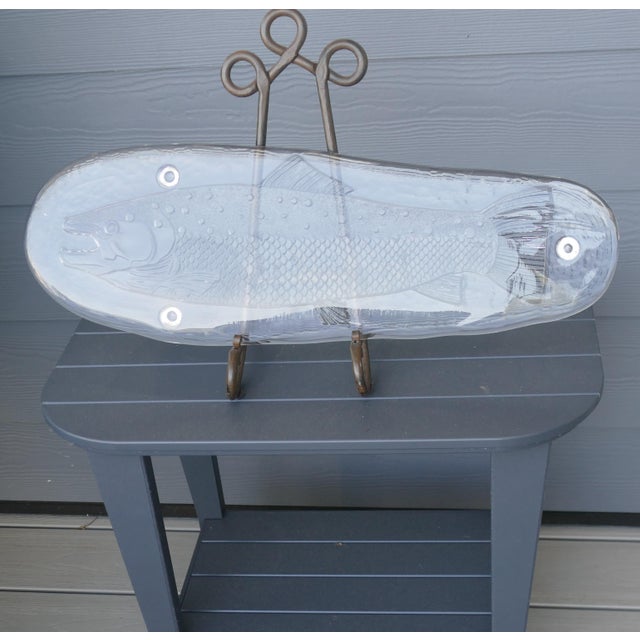 Mid 20th Century Vintage Pukeberg Swedish Glass Fish Platter Serving Tray Scandinavian Art Glass For Sale - Image 5 of 16