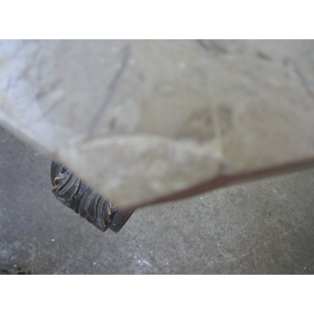 Vintage French Ornate Iron With Marble and Glass Top Console Table For Sale - Image 15 of 18