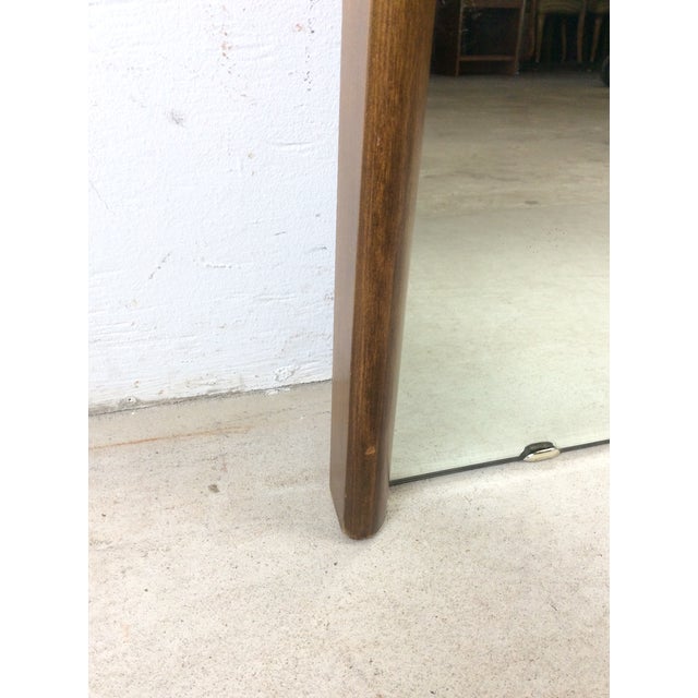 Wood Mid Century Modern Tall Rectangular Wall Mirror With Unique Two Sided Walnut Frame and Beveled Edge For Sale - Image 7 of 14