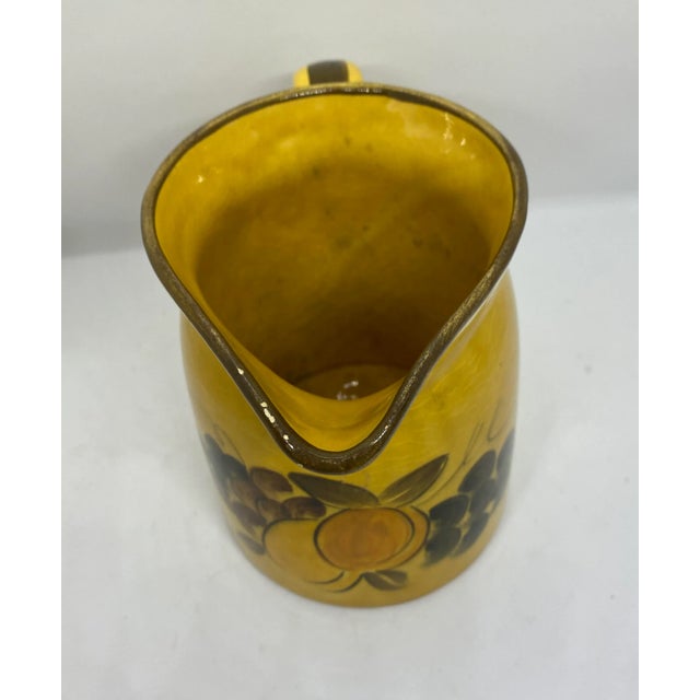 Ceramic Mid-Century Los Angeles Potteries Calif Usa Mustard Golden Brown Pitcher For Sale - Image 7 of 11