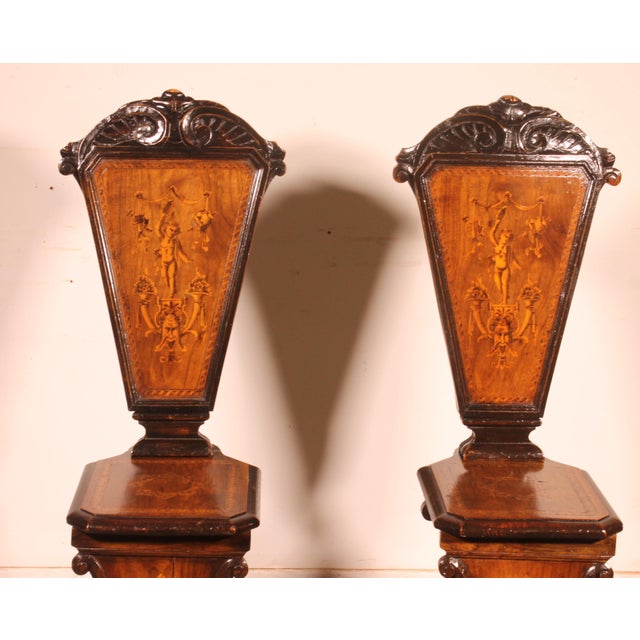 Walnut and Marquetry Step Stools, 1800s, Set of 2 For Sale - Image 3 of 13