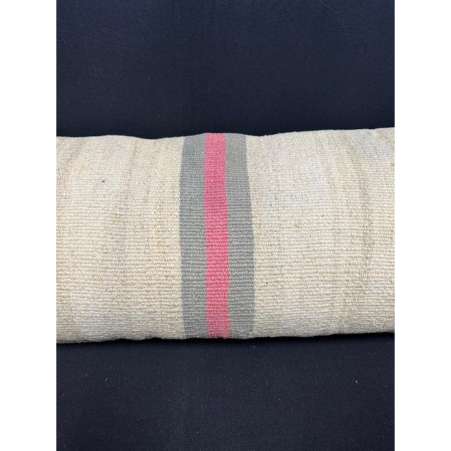 Contemporary Turkish Hemp Pillow Cushion Natural Beige Gray Cushion Cover 14"x40" For Sale - Image 3 of 4
