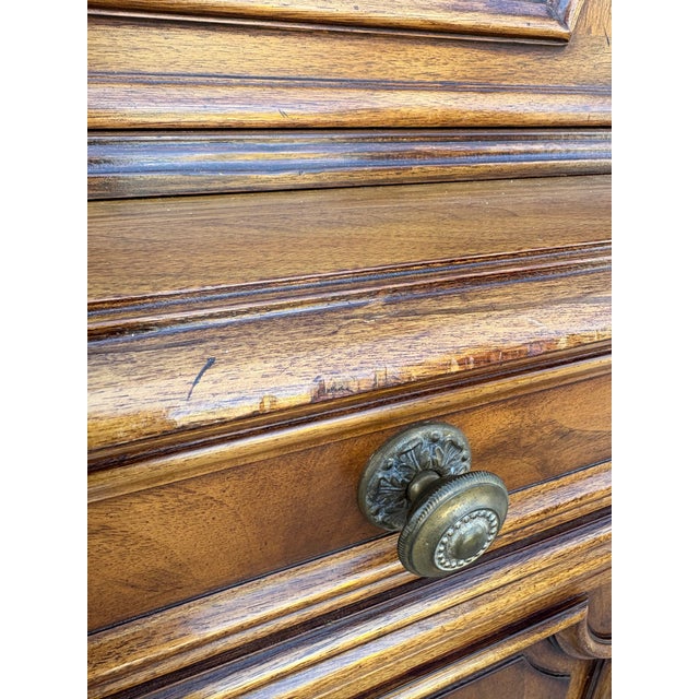 1960s Karges Burled Walnut Louis XVI French Regency Breakfront Bookcase Cabinet For Sale - Image 12 of 18