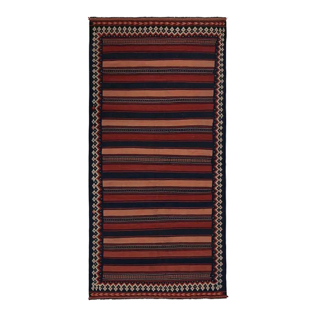 1950s Vintage Afghan Tribal Kilim Rug With Stripes For Sale