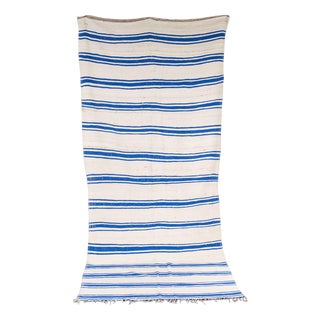 Vintage Berber Blue Stripe Hanbel Rug For Sale