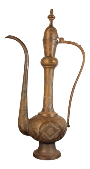 Oversized Tall Moorish Mughal Indian Brass Ewer