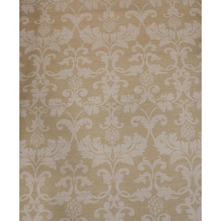 Schumacher Grasscloth Damask Wallpaper 'Beau Damasse' - 4 Double Rolls For Sale