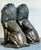 Metal Early 20th Century Boho Monumental Bronze Lion Statues - A Pair For Sale - Image 7 of 16