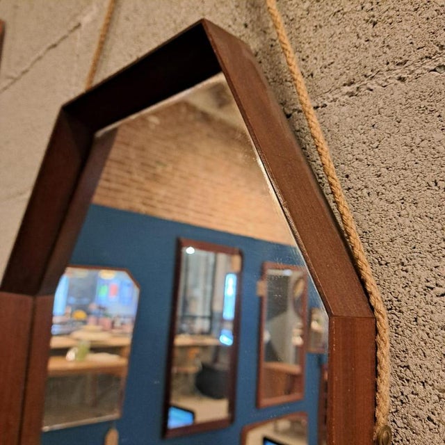 Octagonal Solid Teak Mirror – Danish Design (1960s)