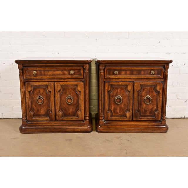 Drexel Heritage French Regency Louis XVI Burl Wood Nightstands, Pair For Sale - Image 15 of 15