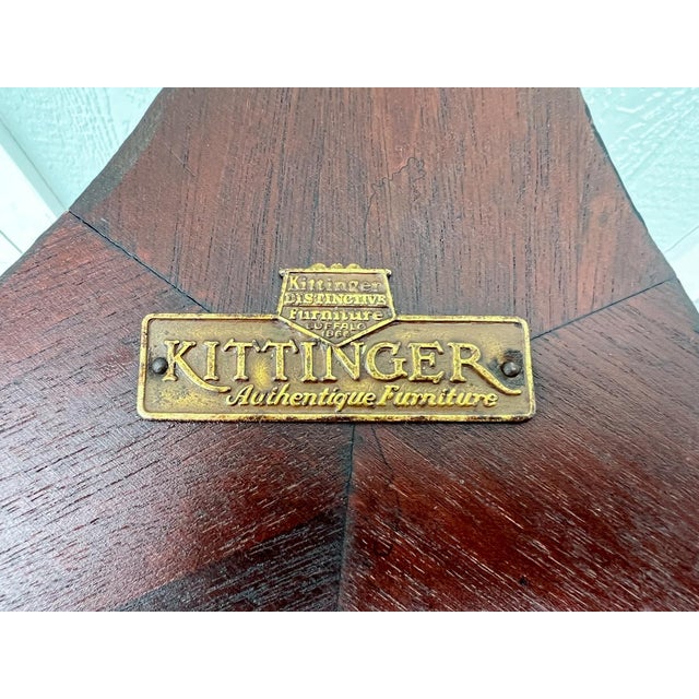 1920s Kittinger Regency Style Mahogany Stand With Brass Gallery Black and Gold Accents For Sale - Image 12 of 12