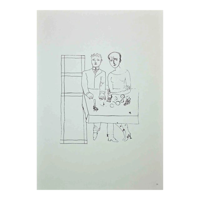 Franco Gentilini, The Man With the Woman, Original Offset Print, 1970 For Sale