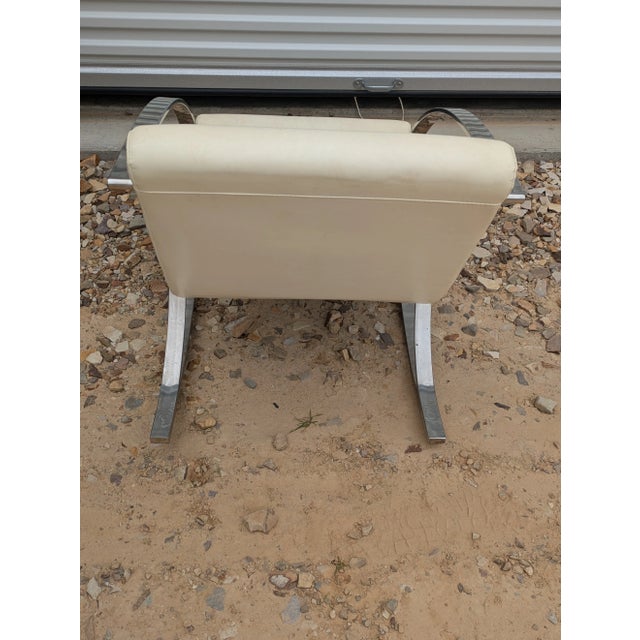 Late 20th Century Contemporary Modern Knoll Style Rocking Chair, Chrome and Leather For Sale - Image 4 of 12