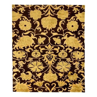 European Inspired Gold and Brown Handmade Wool Rug by Doris Leslie Blau For Sale
