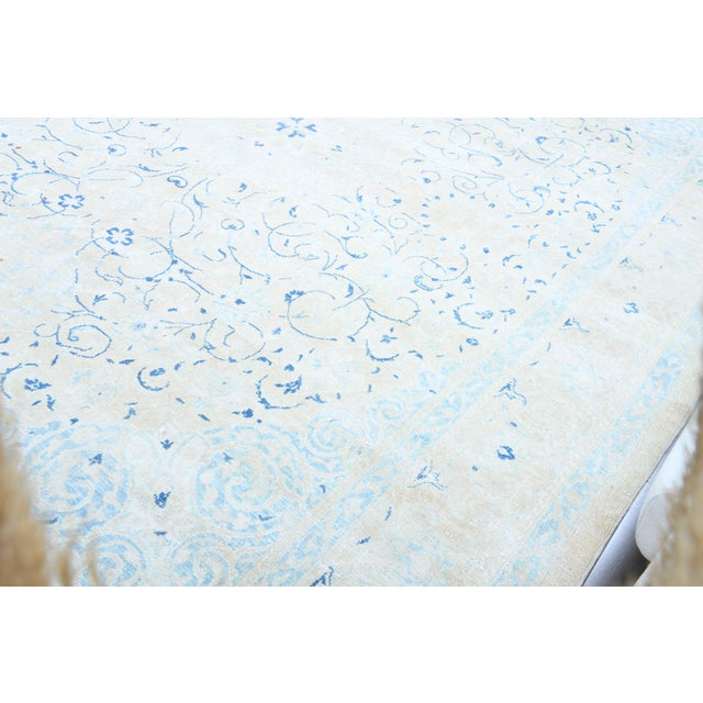 Blue 1970s Vintage Persian Handmade Wool Cotton Light Blue Area Rug For Sale - Image 8 of 11