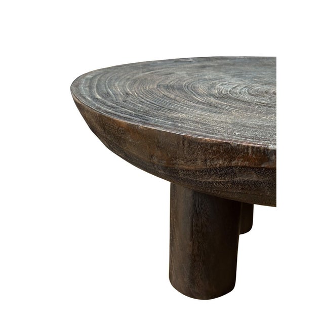 Sculptural Burnt Suar Wood Side Table in Espresso Finish, Modern Organic For Sale - Image 6 of 6