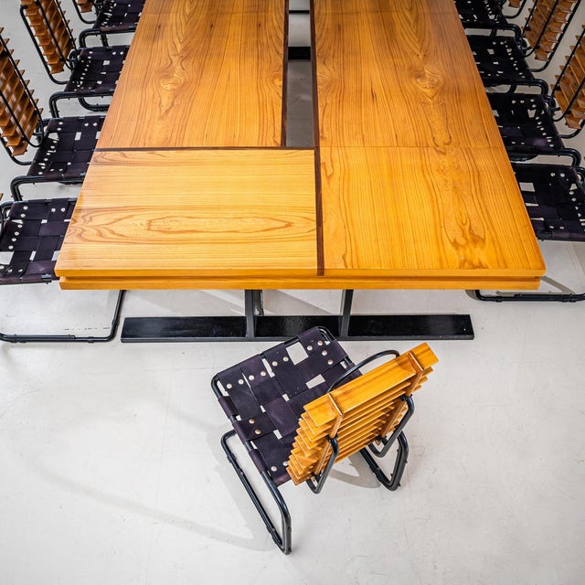 Conference Table with Chairs, Rome, 1960s, Set of 11 For Sale - Image 11 of 18