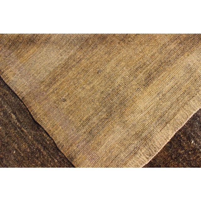 Textile Natural Moroccan Hand Knotted Carpet With Solid Design in Shades of Brown For Sale - Image 7 of 8