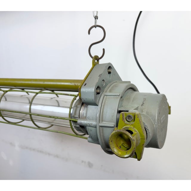Industrial Soviet Industrial Grey Hanging Tube Light, 1970s For Sale - Image 3 of 18