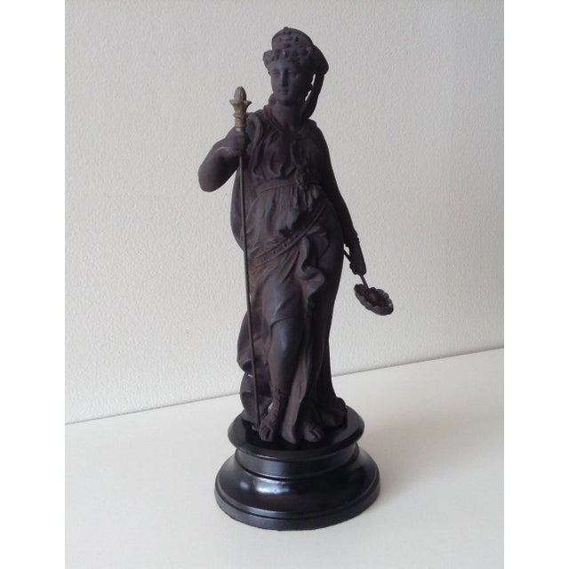 1900 - 1909 Vintage C.1875-C.1910's Cast Patented Metal Statue of "Athena"- With Removable Staff For Sale - Image 5 of 10
