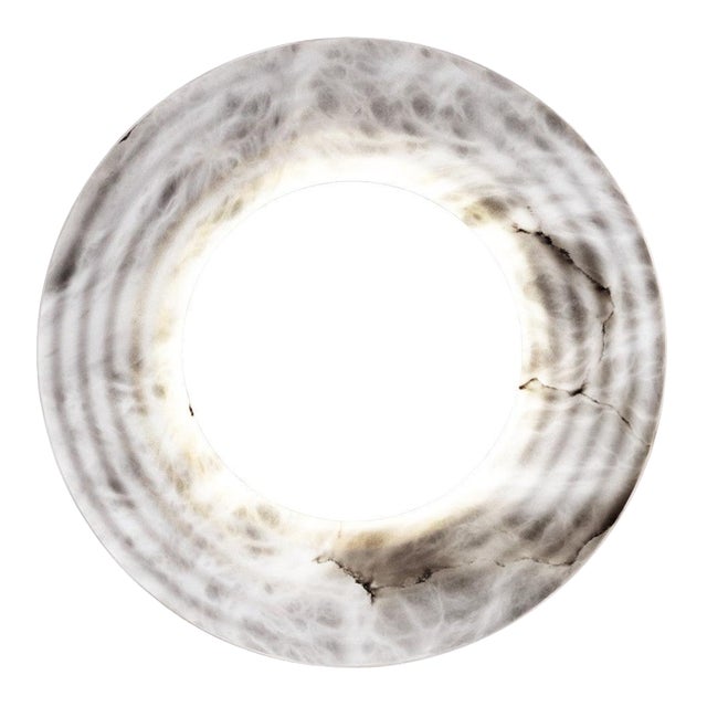 Mirror Disc Medium Wall Lamp by United Alabaster For Sale