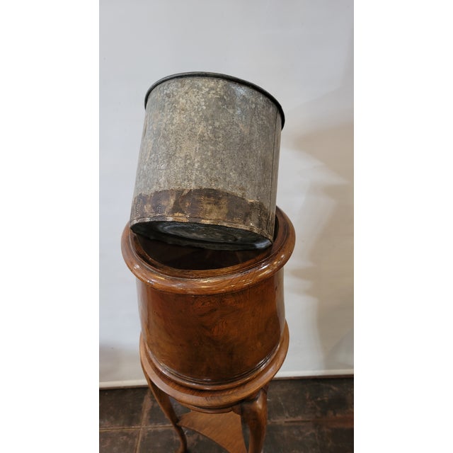 Antique Oak Jardiniere Plant Stand With Metal Insert English For Sale - Image 4 of 8