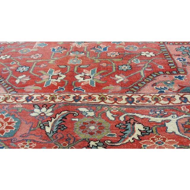 Traditional Antique Persian Serapi Carpet, 8'9" × 10'2" For Sale - Image 3 of 9