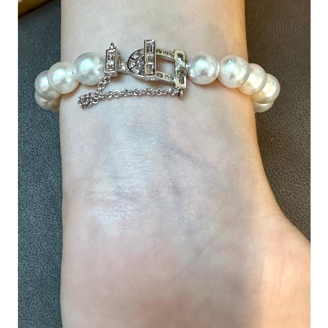 GIA Certified Burma No Heat Natural Spinel & Diamond & Pearl Bracelet, 18KWG For Sale - Image 13 of 18