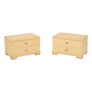 Italian Maple Burl and Brass Nightstands by Gianluigi Gorgoni for Fratelli Turri, 1980s, Set of 2 For Sale