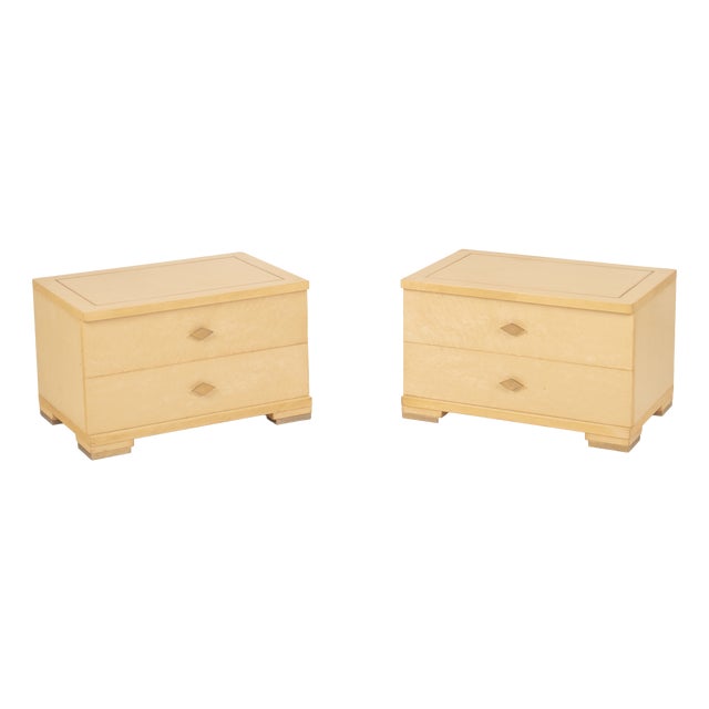 Italian Maple Burl and Brass Nightstands by Gianluigi Gorgoni for Fratelli Turri, 1980s, Set of 2 For Sale