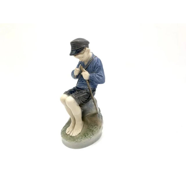 Beige Danish Porcelain Figurine of a Boy With a Stick from Royal Copenhagen For Sale - Image 8 of 8