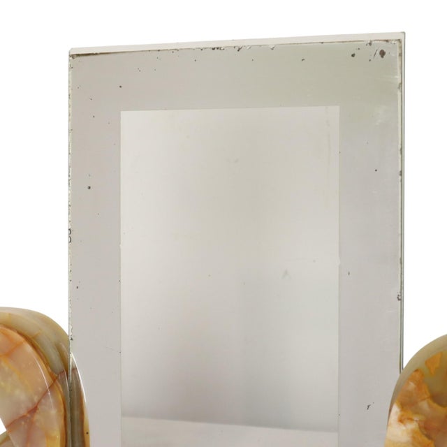 Large Art Deco Onyx Marble Photo Picture Frame with Mirrored Border, 1930s For Sale - Image 4 of 18